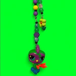 Green and Purple LPS Blacklight Pet Bird Keychain #kidcore #kawaii #lps